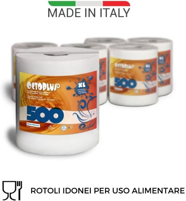 P500 - 6 Rotoli da 500 strappi con maniglia. Carta Pura Cellulosa - immagine 3