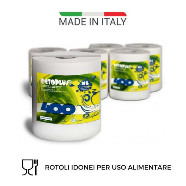 P400 - 6 Rotoli da 400 strappi con maniglia. Carta Pura Cellulosa - immagine 2