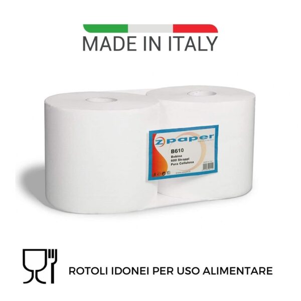 B610 - Bobina Industriale 600 Strappi. Carta Pura Cellulosa - immagine 4