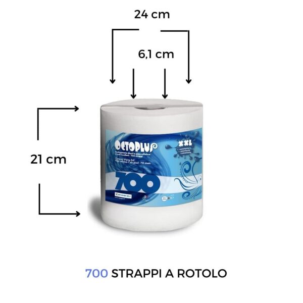 P700 - 3 Rotoli da 700 strappi con maniglia. Carta Pura Cellulosa - immagine 3