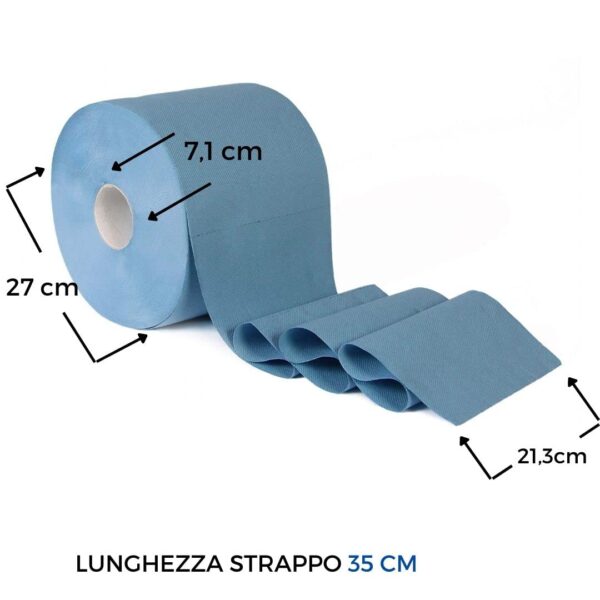 B695 - Bobina Industriale 500 Strappi. Carta Cellulosa BLU - immagine 4
