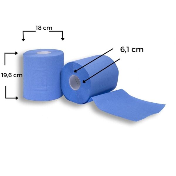 A510 - 6 Rotoli Asciugamani da 450 Strappi Carta Cellulosa BLU - immagine 2