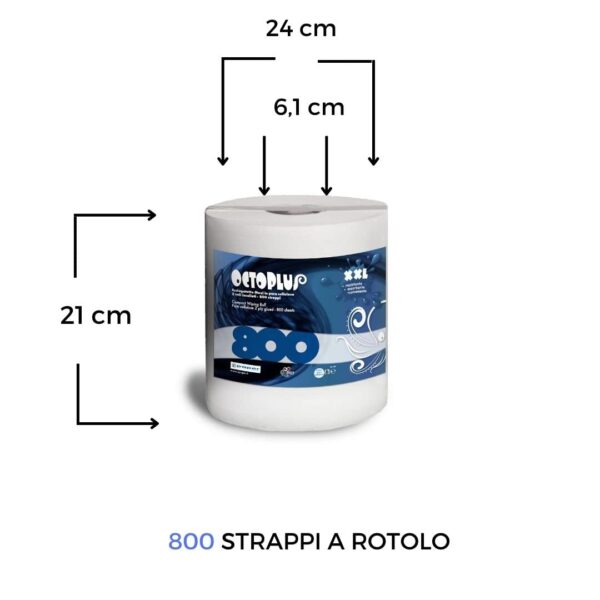 P800 - 3 Rotoli da 800 strappi con maniglia. Carta Pura Cellulosa - immagine 4
