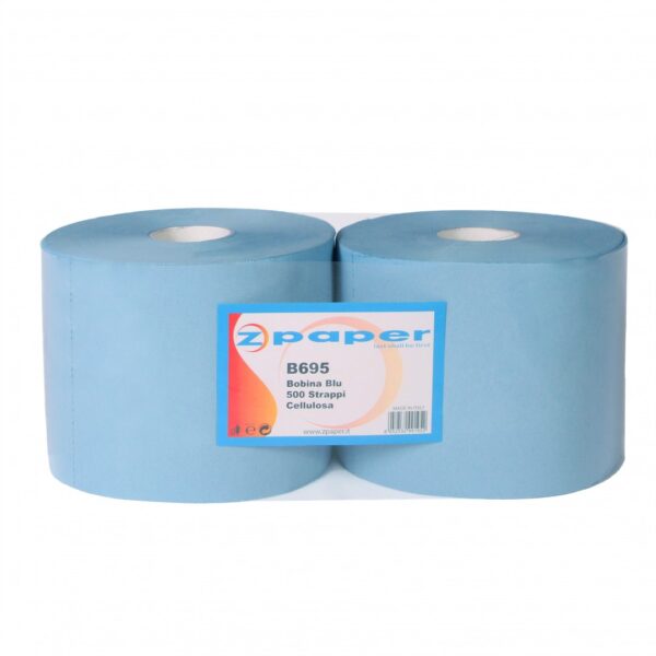 B695 - Bobina Industriale 500 Strappi. Carta Cellulosa BLU