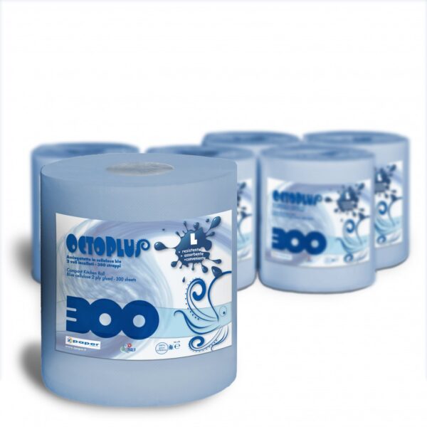 P330 - 6 Rotoli da 300 strappi. Carta Cellulosa BLU