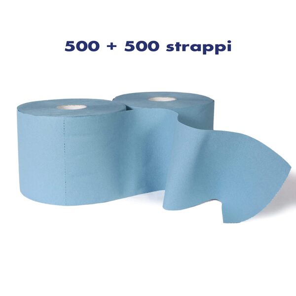 B695 - Bobina Industriale 500 Strappi. Carta Cellulosa BLU - immagine 3