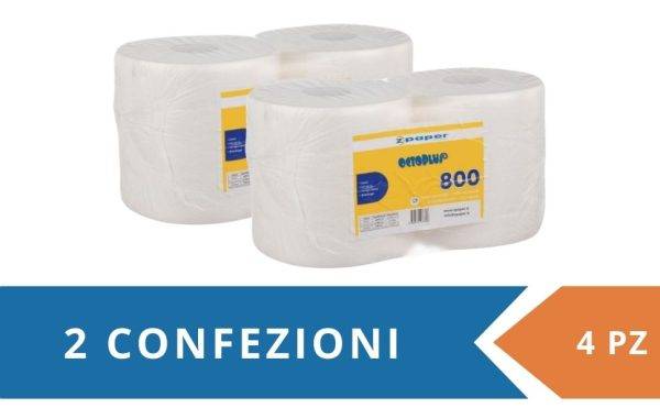 R800 – 4 Rotoli Bobine Maxi. Carta Pura Cellulosa - immagine 2