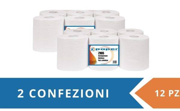 Z905 – 12 Rotoli Asciugamani Multiuso – Carta Pura Cellulosa - immagine 2